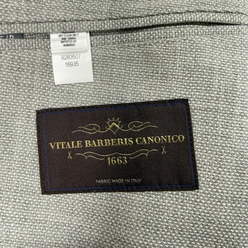 Bonobos Vitale Barberis Canonico Blazer Mens 54R Gray Wool Unstructured Standard